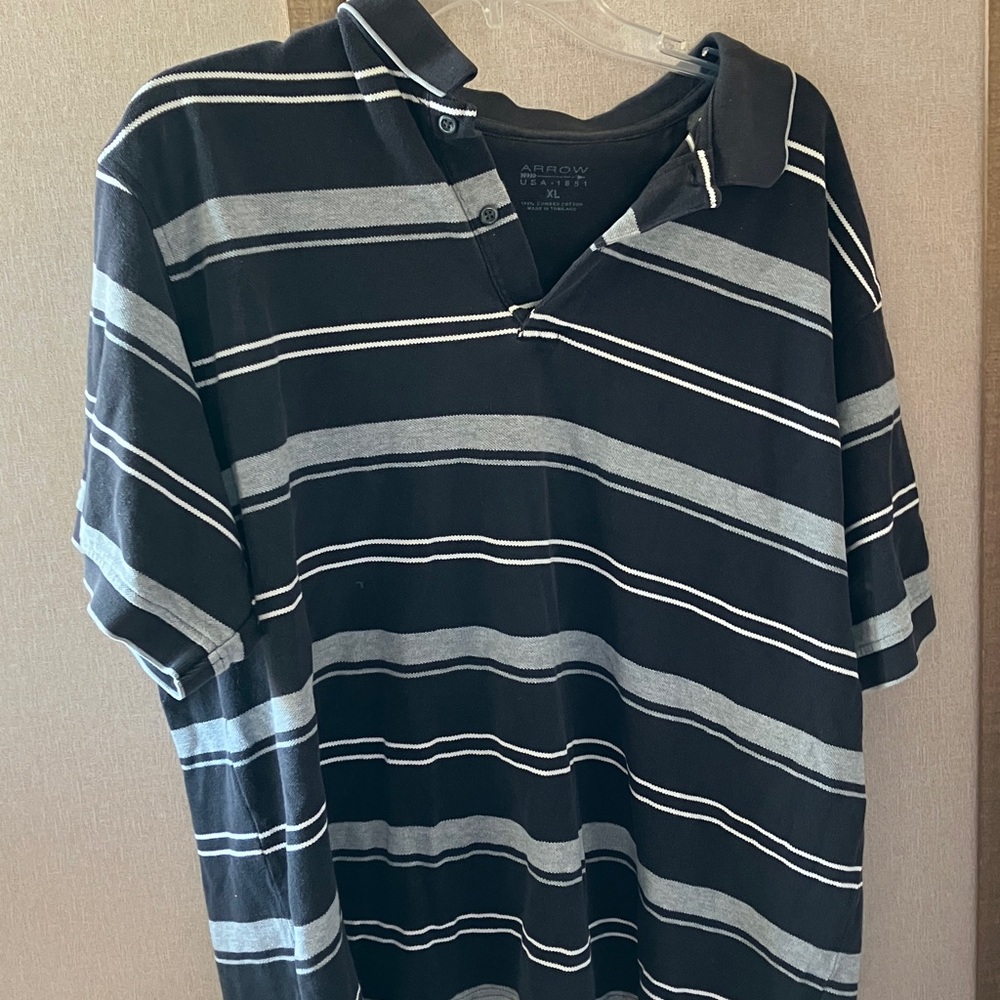 FINAL MARKDOWN Arrow Men's Striped Polo in Black and Gray xl